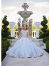 Light Blue Beaded Embroidery Lace Tulle Dreamy Flower Girl Dress Light Blue Beaded Embroidery Lace Tulle Dreamy Flower Girl Dress